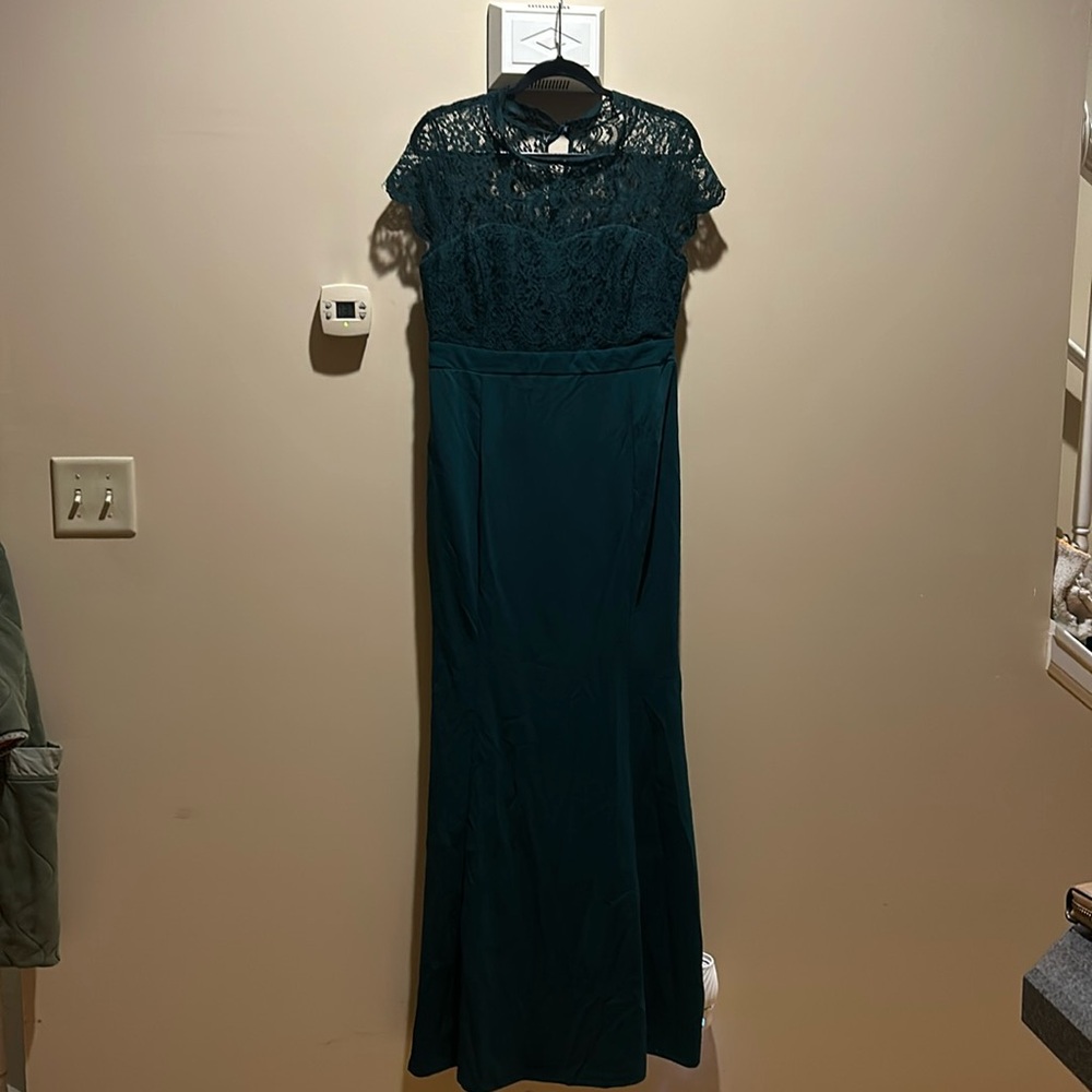 Lulus Hopeful Romantic Hunter Green Lace Mermaid Maxi Dress - Size XL